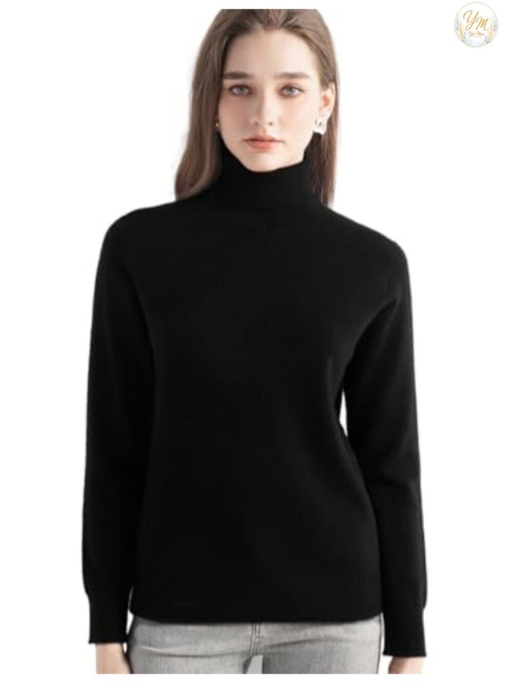 100% Pure Cashmere Turtleneck Sweater Long Sleeve Women's Warm Knit Pullover